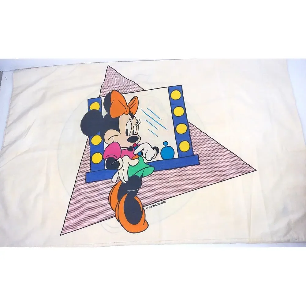 Vtg Pacific Walt Disney Mickey Minnie Mouse Donald Daisy Duck Pillowcase Set